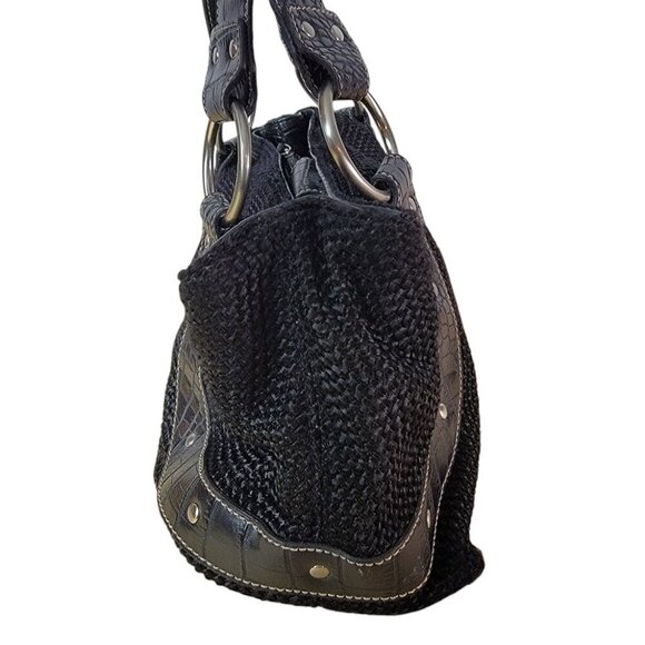 Super Cute Moto Style Woven Bag with Faux Crocodile Accents - Picture 8 of 9